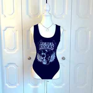 NWOT Women’s Black Sleeveless Bodysuit Size 8